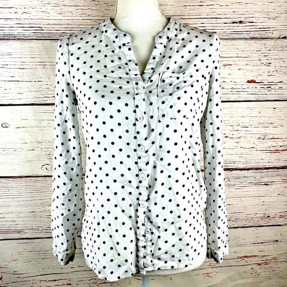 Per Se White Polka Dot Button Down Blouse | Size S - Picture 1 of 4